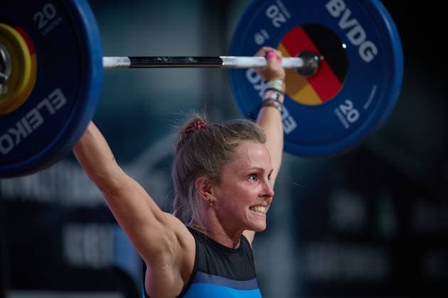 Elisabeth Thiele Chemnitzer AC Reissen GER, German Team Weightlifting Championships, German Weightlifting Final, German Team Championships, 1 Bundesliga, 2024 2025 season, 26 04 2025 GER, German Team Weightlifting Championships, German Team Weightlifting Final, German Team Championships, 1 Bundesliga, 2024 2025 season, 26 04 2025 Heidelberg Copyright: xEibner-Pressefoto GeraldxOelze-dexStoppanyx EP_ODS