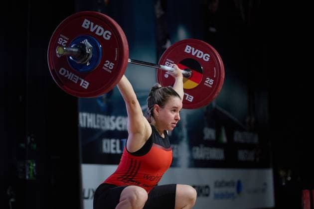 Celina Schoensiegel SV Germania Obrigheim Reissen GER, German Team Weightlifting Championship, German Team Weightlifting Championship, German Team Weightlifting Championship, 1 Bundesliga, 2024 2025 season, 26 04 2025 GER, German Team Weightlifting Championship, German Team Weightlifting Championship, 1 Bundesliga, 2024 2025 season, 26 04 2025 Heidelberg Copyright: xEibner-Pressefoto GeraldxOelze-dexStoppanyx EP_ODS