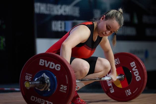 Celina Schoensiegel SV Germania Obrigheim Reissen GER, German Team Weightlifting Championship, German Team Weightlifting Championship, German Team Weightlifting Championship, 1 Bundesliga, 2024 2025 season, 26 04 2025 GER, German Team Weightlifting Championship, German Team Weightlifting Championship, 1 Bundesliga, 2024 2025 season, 26 04 2025 Heidelberg Copyright: xEibner-Pressefoto GeraldxOelze-dexStoppanyx EP_ODS
