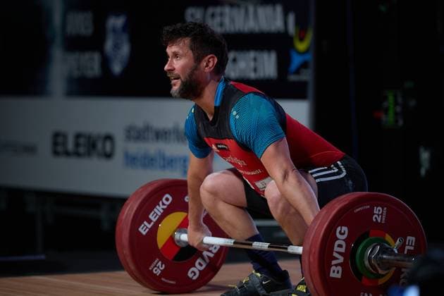 Jakob Neufeld SV Germania Obrigheim clean and jerk 3 attempt GER, German Team Weightlifting Championship, German Team Weightlifting Championship, German Team Weightlifting Championship, 1 Bundesliga, season 2024 2025, 26 04 2025 GER, German Team Weightlifting Championship, German Team Weightlifting Championship, 1 Bundesliga, season 2024 2025, 26 04 2025 Heidelberg Copyright: xEibner-Pressefoto GeraldxOelze-dexStoppanyx EP_ODS