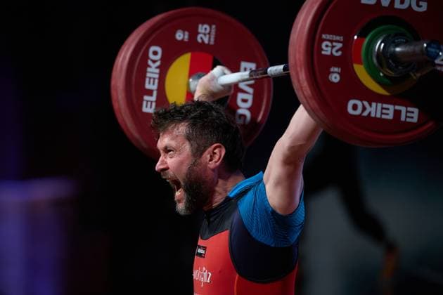 Jakob Neufeld SV Germania Obrigheim clean and jerk 3 attempt GER, German Team Weightlifting Championship, German Team Weightlifting Championship, German Team Weightlifting Championship, 1 Bundesliga, season 2024 2025, 26 04 2025 GER, German Team Weightlifting Championship, German Team Weightlifting Championship, 1 Bundesliga, season 2024 2025, 26 04 2025 Heidelberg Copyright: xEibner-Pressefoto GeraldxOelze-dexStoppanyx EP_ODS