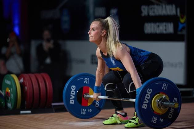 Julia Schwarzbach AV 03 Speyer Reissen GER, German Team Weightlifting Championships, German Weightlifting Final, German Team Championships, 1 Bundesliga, 2024 2025 season, 26 04 2025 GER, German Team Weightlifting Championships, German Team Weightlifting Final, German Team Championships, 1 Bundesliga, 2024 2025 season, 26 04 2025 Heidelberg Copyright: xEibner-Pressefoto GeraldxOelze-dexStoppanyx EP_ODS