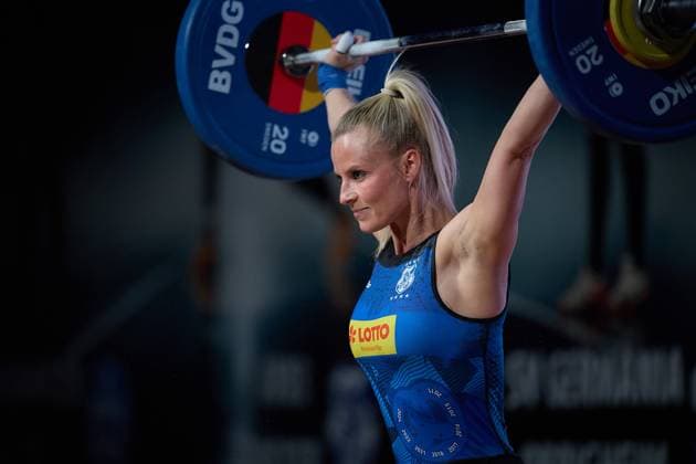 Julia Schwarzbach AV 03 Speyer Reissen GER, German Team Weightlifting Championships, German Weightlifting Final, German Team Championships, 1 Bundesliga, 2024 2025 season, 26 04 2025 GER, German Team Weightlifting Championships, German Team Weightlifting Final, German Team Championships, 1 Bundesliga, 2024 2025 season, 26 04 2025 Heidelberg Copyright: xEibner-Pressefoto GeraldxOelze-dexStoppanyx EP_ODS