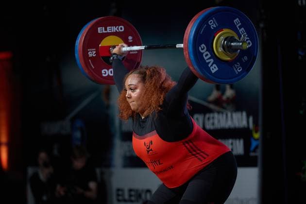 Emily Jade Campbell SV Germania Obrigheim Reissen GER, German Team Weightlifting Championships, German Team Weightlifting Finals, German Team Championships, 1 Bundesliga, 2024 2025 season, 26 04 2025 GER, German Team Weightlifting Championships, German Team Weightlifting Finals, German Team Championships, 1 Bundesliga, 2024 2025 season, 26 04 2025 Heidelberg Copyright: xEibner-Pressefoto GeraldxOelze-dexStoppanyx EP_ODS