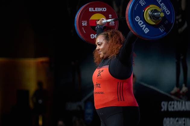 Emily Jade Campbell SV Germania Obrigheim Reissen GER, German Team Weightlifting Championships, German Team Weightlifting Finals, German Team Championships, 1 Bundesliga, 2024 2025 season, 26 04 2025 GER, German Team Weightlifting Championships, German Team Weightlifting Finals, German Team Championships, 1 Bundesliga, 2024 2025 season, 26 04 2025 Heidelberg Copyright: xEibner-Pressefoto GeraldxOelze-dexStoppanyx EP_ODS