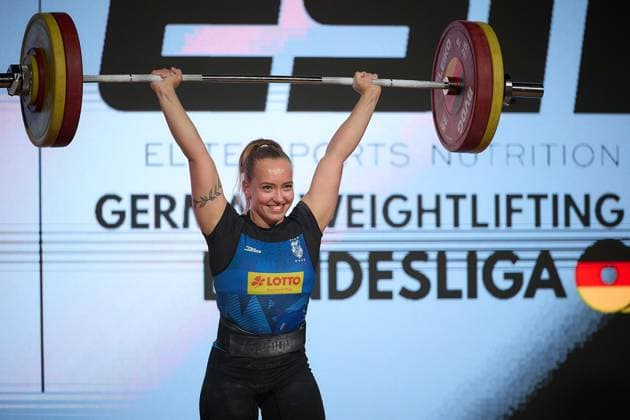 Milena Thiele AV 03 Speyer clean and jerk GER, German Team Weightlifting Championships, German Weightlifting League Final, German Team Championships, 1 Bundesliga, 2024 2025 season, 26 04 2025 GER, German Team Weightlifting Championships, German Team Weightlifting Championships, 1 Bundesliga, 2024 2025 season, 26 04 2025 Heidelberg Copyright: xEibner-Pressefoto GeraldxOelze-dexStoppanyx EP_ODS
