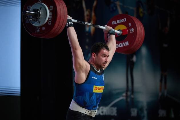 Marin Robu AV 03 Speyer Stossen GER, German Team Weightlifting Championships, German Weightlifting League Final, German Team Championships, 1 Bundesliga, 2024 2025 season, 26 04 2025 GER, German Team Weightlifting Championships, German Weightlifting League Final, German Team Championships, 1 Bundesliga, 2024 2025 season, 26 04 2025 Heidelberg Copyright: xEibner-Pressefoto GeraldxOelze-dexStoppanyx EP_ODS