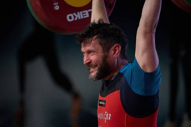 Jakob Neufeld SV Germania Obrigheim successful attempt in clean and jerk GER, German Team Weightlifting Championship, German Team Weightlifting Championship, German Team Weightlifting Championship, 1 Bundesliga, season 2024 2025, 26 04 2025 GER, German Team Weightlifting Championship, German Team Weightlifting Championship, 1 Bundesliga, season 2024 2025, 26 04 2025 Heidelberg Copyright: xEibner-Pressefoto GeraldxOelze-dexStoppanyx EP_ODS