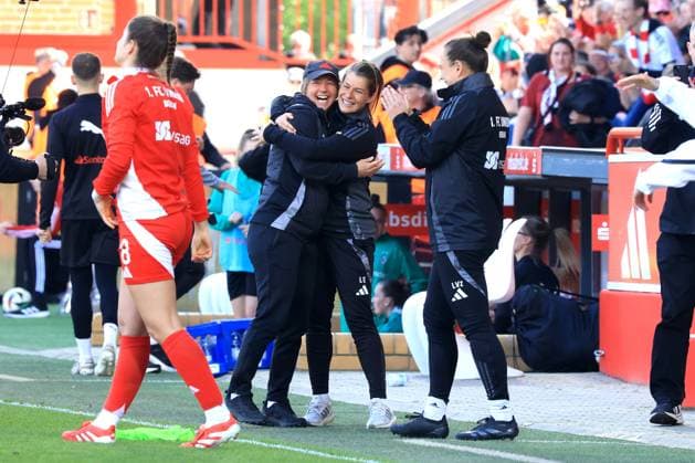 DEU, 2 BL, Frauen, 1 FC Union vs Borussia Moenchengladbach, 27 04 2025, Stadion Alte Foersterei, Berlin, DEU, 2 BL, Frauen, 1 FC Union vs Borussia Moenchengladbach, im Bild Cheftrainerin Ailien Poese 1 FC Union Berlin DFL regulations prohibit any use of Photographs as image sequences and or quasi video nordphotoxGmbHx xEngler nph00076