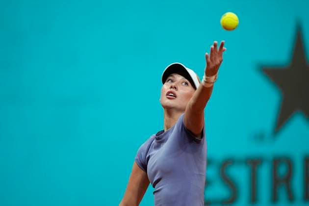 April 29, 2025, Madrid, Madrid, Spain: Anastasiya Potapova of Russia in action against Marta Kostiuk of Ukraine during the Mutua Madrid Open 2025, ATP, Tennis Herren Masters 1000 and WTA, Tennis Damen 1000 tennis tournament, celebrated at Caja Magica on April 29, 2025 in Madrid, Spain. Madrid Spain - ZUMAa181 20250429_zaa_a181_609 Copyright: xOscarxJ.xBarrosox