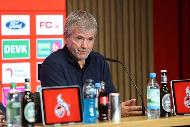 GER, 2 FBL, PK 1 FC Koeln, short-term coach presentation 05 05 2025, Rheinenergie Stadion, Koeln, GER, 2 FBL, PK 1 FC Koeln, short-term coach presentation , in the picture Friedhelm Funkel new head coach until the end of the season, head coach 1 FC Koeln , nordphotoxGmbHx xMeuter nph00351