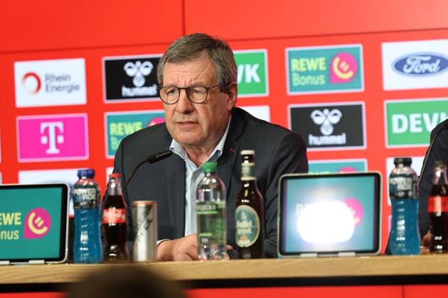 GER, 2 FBL, PK 1 FC Koeln, short-term coach presentation 05 05 2025, Rheinenergie Stadion, Koeln, GER, 2 FBL, PK 1 FC Koeln, short-term coach presentation , in the picture Dr Werner Wolf President 1 FC Koeln , nordphotoxGmbHx xMeuter nph00351