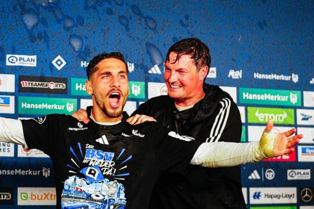 Ludovit Reis Hamburger SV, 14 and Merlin Polzin Hamburger SV, Coach GER, Hamburger SV vs SSV Ulm, Football, 2 Bundesliga, Matchday 33, Season 2024 2025, 10 05 2025 DFL REGULATIONS PROHIBIT ANY USE OF PHOTOGRAPHS AS IMAGE SEQUENCES AND OR QUASI VIDEO GER, Hamburger SV vs SSV Ulm, Football, 2 Bundesliga, Matchday 33, Season 2024 2025, 10 05 2025 Hamburg Copyright: xEibner-Pressefoto MarcelxvonxFehrnx EP_MFN