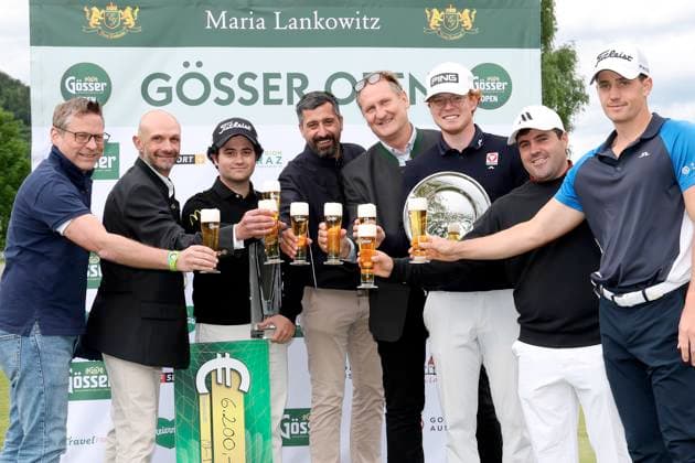 GOLF - Goesser Open 2025 MARIA LANKOWITZ,AUSTRIA,17.MAY.25 - GOLF - Alps Tour, Goesser Open, GC Erzherzog Johann. Image shows Thomas Apfelthaler, Alessandro Pia (Alpstour), Jorge Maicas (ESP) , Oliver Plieschnig (Brau Union), Klaus Geyrhofer, Fabian Lang (AUT), Asier Aguirre Izcue (ESP) and Timon Baltl (AUT) . GEPAxpictures xHansxOberlaender