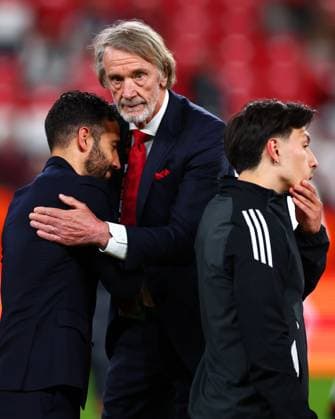 Sir Jim Ratcliffe Minority Owner of Manchester United, ManU embraces Ruben Amorim manager of Manchester United Tottenham Hotspur v Manchester United, Europa League Final, Football, San Mames Stadium, Bilbao, Spain - 21 May 2025 EDITORIAL USE ONLY No use with unauthorised audio, video, data, fixture lists, club league logos or live services. Online in-match use limited to 120 images, no video emulation. No use in betting, games or single club league player publications. Copyright: xJamesxMarsh Shutterstockx 15312890eu