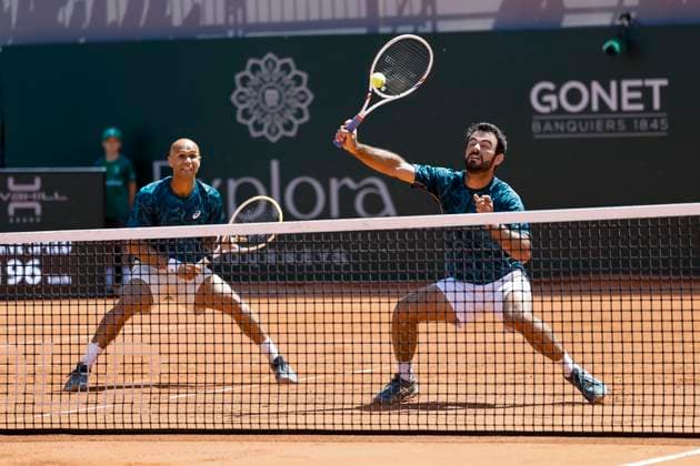 Sadio Doumbia FRA and Fabien Reboul FRA , Switzerland, Tennis, Gonet Geneva Open ATP 250 , Final Doubles,2025, Ariel Behar URU Joran Vliegen BEL vs Sadio Doumbia FRA Fabien Reboul FRA , 24 05 2025, Parc des Eaux Vives, Geneva, Switzerland Geneva Parc des Eaux Vives Geneva Switzerland Copyright: xGrantxHubbsx