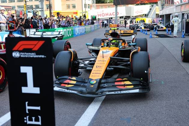 Lando Norris McLaren Formula 1 Team, 04 , Pole, Pole Position, Parc Ferme, Qualifying, MCO, Formula 1 World Championship, Tagheuer Monaco Grand Prix, 24 05 2025 ITA, Formula 1 World Championship, Monaco Grand Prix, 24 05 2024 Monaco Copyright: xEibner-Pressefoto AnnikaxGrafx EP_AGF