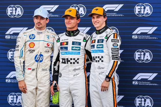 Lando Norris of Great Britain and McLaren, Charles Leclerc of Monaco and Scuderia Ferrari and Oscar Piastri of Australia and McLaren , Qualifying, F1 Monaco Grand Prix, Monaco on May 24, 2025 in Monte Carlo, Monaco Photo by Diogo Cardoso DeFodi Images Lando Norris of Great Britain and McLaren, Charles Leclerc of Monaco and Scuderia Ferrari and Oscar Piastri of Australia and McLaren , Qualifying, F1 Monaco Grand Prix, Monaco on May 24, 2025 in Monte Carlo, Monaco Photo by Diogo Cardoso DeFodi Images