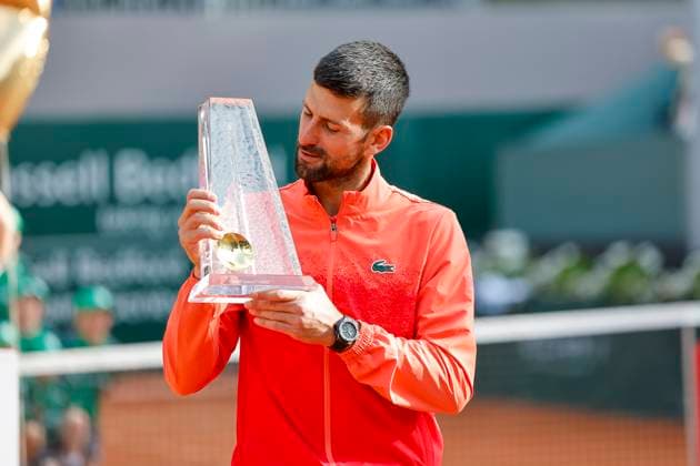 Novak Djokovic SRB at the award ceremony , Switzerland, Tennis, Gonet Geneva Open ATP 250 , Final Doubles,2025, Ariel Behar URU Joran Vliegen BEL vs Sadio Doumbia FRA Fabien Reboul FRA , 24 05 2025, Parc des Eaux Vives, Geneva, Switzerland Geneva Parc des Eaux Vives Geneva Switzerland Copyright: xGrantxHubbsx