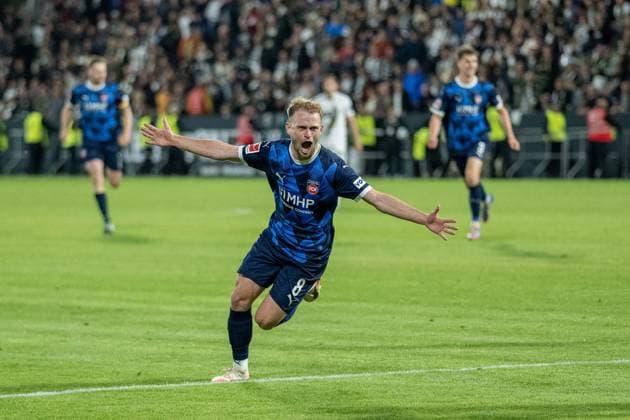 Goal for 1 2 by Leonardo Scienza FC Heidenheim, 08 , GER, SV Elversberg vs 1 FC Heidenheim, Soccer, Bundesliga, Relegation, Second leg, Season 2024 2025, 26 05 2025, DFL DFB REGULATIONS PROHIBIT ANY USE OF PHOTOGRAPHS AS IMAGE SEQUENCES AND OR QUASI VIDEO, GER, SV Elversberg vs 1 FC Heidenheim, Football, Bundesliga, Relegation, Second leg, Season 2024 2025, 26 05 2025 Spiesen Elversberg Copyright: xEibner-Pressefotox EP_EER