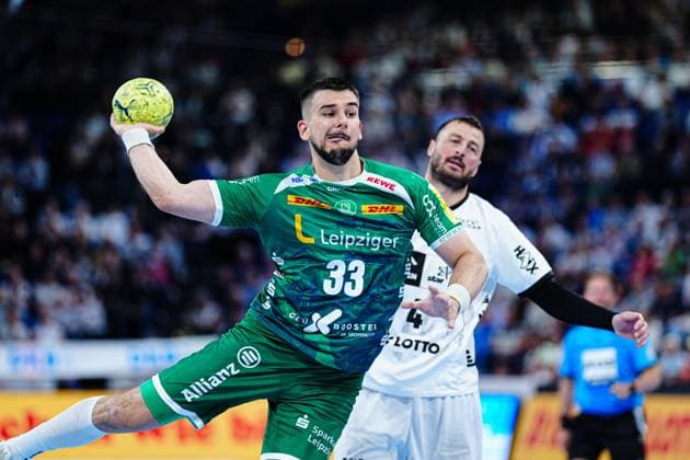 Throw Goal Luka Rogan SC DHfK Leipzig, 33 GER, THW Kiel vs SC DHfK Leipzig, Handball, Bundesliga, Matchday, 31, Season 2024 2025, 28 05 2025 GER, THW Kiel vs SC DHfK Leipzig, Handball, Bundesliga, Matchday, 31, Season 2024 2025, 28 05 2025 Kiel Copyright: xEibner-Pressefoto MarcelxvonxFehrnx EP_MFN