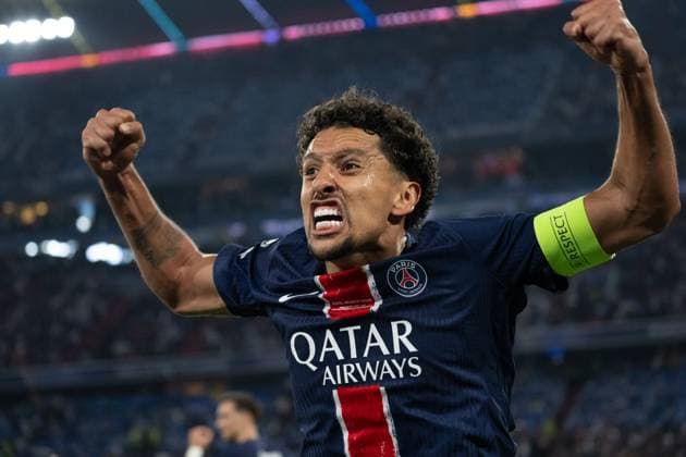 Goal for 3 0 by Desire Doue Paris Saint Germain, 14 , Cheers, Goal celebration Marquinhos Paris Saint Germain, 05 GER, Paris Saint Germain vs Inter Milan, Football, Men, UEFA Champions League Final Muenchen 2025, Season 2024 2025, 31 05 2025, GER, Paris Saint Germain vs Inter Milan, Football, Men, UEFA Champions League Final Muenchen 2025, Season 2024 2025, 31 05 2025 Muenchen Copyright: xEibner-Pressefoto WolfgangxFrankx EP_WFK
