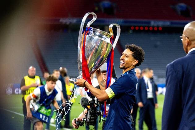 Marquinhos Paris Saint Germain, 05 celebrates victory with the trophy, GER, Paris Saint Germain vs Inter Milan, Football, Men, UEFA Champions League Final Muenchen 2025, Season 2024 2025, 31 05 2025, GER, Paris Saint Germain vs Inter Milan, Football, Men, UEFA Champions League Final Muenchen 2025, Season 2024 2025, 31 05 2025 Muenchen Copyright: xEibner-Pressefoto WolfgangxFrankx EP_WFK