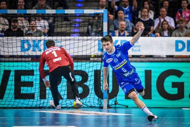 Daniel Fernandez TVB Stuttgart, 06 Celebration after scoring GER, TVB Stuttgart SC DHfK Leipzig, DAIKIN HBL, Handball, Bundesliga, Matchday 34, Season 2024 2025, 08 06 2025 GER, TVB Stuttgart SC DHfK Leipzig, DAIKIN HBL, Handball, Bundesliga, Matchday 34, Season 2024 2025, 08 06 2025 Stuttgart Copyright: xSandyxDinkelackerx EP_SDR