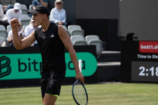 Justin Engel clenches his fist after winning a point, Justin Engel vs James Duckwirth, Tennis, ATP Tournament, Boss Open, Center Court, Sixteenth Final, 10 06 2025, Justin Engel vs James Duckwirth, Tennis, ATP Tournament, Boss Open, Center Court, Sixteenth Final, 10 06 2025, Stuttgart Copyright: xEibner-Pressefoto EdwardxCheungx EP_ECG