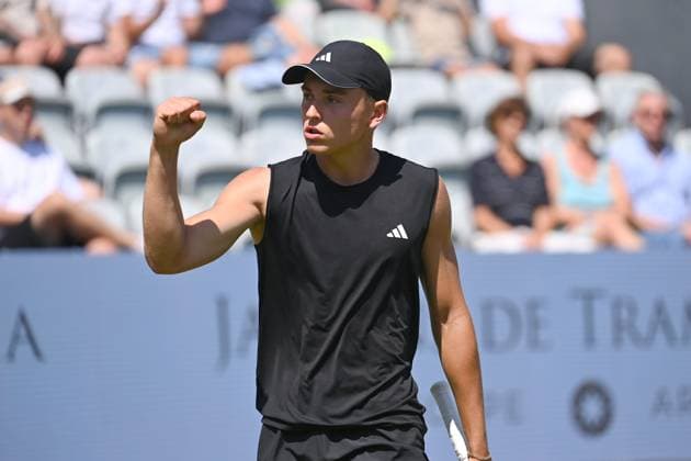Justin ENGEL GER , cheering,joy,enthusiasm,, action,single picture,cropped single motif,half figure,half figure Tennis Boss Open 2025 on 12 06 2025 at the Weissenhof in Stuttgart, Â
