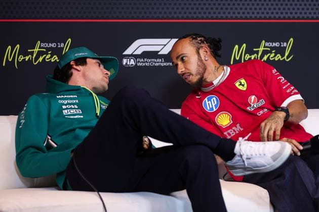 F1 - CANADIAN GRAND PRIX 2025 STROLL Lance (can), Aston Martin F1 Team AMR25, portrait and HAMILTON Lewis (gbr), Scuderia Ferrari SF-25, portrait press conference, PK, Pressekonferenz during the Formula 1 Pirelli Grand Prix du Canada 2025, 10th round of the 2025 FIA Formula One World Championship, WM, Weltmeisterschaft from June 14 to 16, 2025 on the Circuit Gilles Villeneuve, in Montrà al, Canada - Montrà alCanada Copyright: xEricxAlonsox
