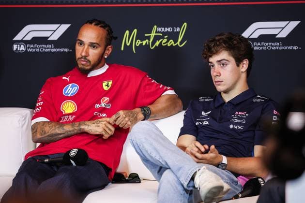 F1 - CANADIAN GRAND PRIX 2025 HAMILTON Lewis (gbr), Scuderia Ferrari SF-25, portrait and COLAPINTO Franco (arg), Alpine F1 Team A525, portrait press conference, PK, Pressekonferenz during the Formula 1 Pirelli Grand Prix du Canada 2025, 10th round of the 2025 FIA Formula One World Championship, WM, Weltmeisterschaft from June 14 to 16, 2025 on the Circuit Gilles Villeneuve, in Montrà al, Canada - Montrà alCanada Copyright: xEricxAlonsox