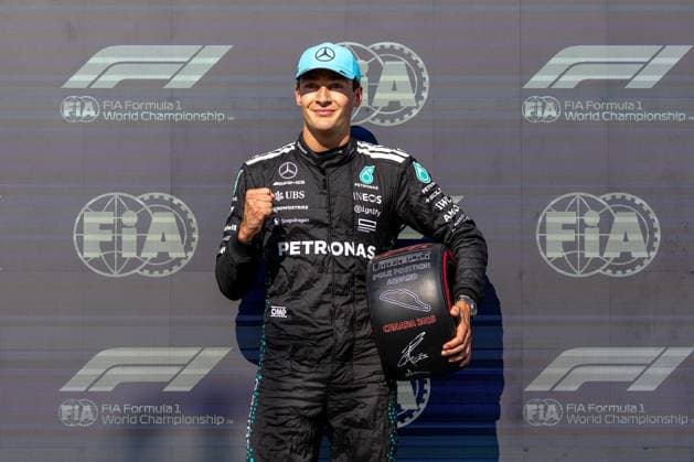 George Russell Mercedes AMG Petronas F1 Team, Great Britain, 63 Pole Position, CAN, Formula 1 World Championship, Canadian Grand Prix, Circuit Gilles Villeneuve, Qualifying, 2025 season, 14 06 2025 CAN, Formula 1 World Championship, Canadian Grand Prix, Circuit Gilles Villeneuve, Qualifying, 2025 season, 14 06 2025 Montreal Copyright: xEibner-Pressefoto MarcelxFischerx EP_MFI