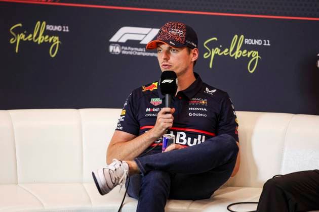 F1 - AUSTRIAN GRAND PRIX 2025 VERSTAPPEN Max (ned), Red Bull Racing RB21, portrait during the press conference, PK, Pressekonferenz of Formula 1 MSC Cruises Austrian Grand Prix 2025, 11th round of the 2025 FIA Formula One World Championship, WM, Weltmeisterschaft from June 27 to 29, 2025 on the Red Bull Ring, in Spielberg, Austria - SpielbergAustria Copyright: xXavixBonillax
