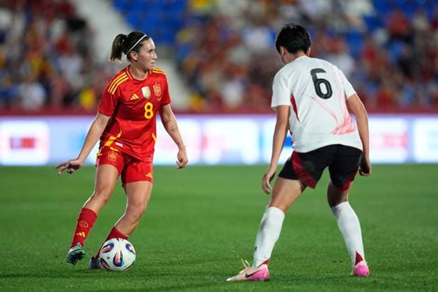 June 27, 2025, Leganes, Madrid, Spain: Mariona Caldentey of Spain in action during the Women s International Friendly, Länderspiel, Nationalmannschaft football match played between Spain and Japan at Butarque stadium on June 27, 2025, in Leganes, Madrid, Spain. Leganes Spain - ZUMAa181 20250627_zaa_a181_036 Copyright: xDennisxAgyemanx