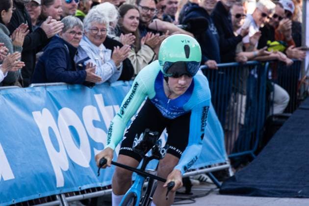 June 27, 2025, Aalborg, The North Jutland Region, Denmark: Rasmus S¯jberg Pedersen of Decathlon AG2R La Mondiale Team is seen in action during the Men s Elite Individual Time Trial at the Danish Championships. When DM Week returns to Aalborg from 23-29 June 2025, there will be more sports than ever before, new disciplines on the program and an entire city in motion. During an intense week, some of Denmark s most talented athletes will compete for DM gold in over 120 disciplines - from classics like cycling and swimming to high diving from the Limfjord Bridge, dance, speedway and 3x3 basketball. This will be the fourth time DM Week has been held, and the third time Aalborg has hosted it. Aalborg Denmark - ZUMAs197 20250627_aaa_s197_125 Copyright: xKristianxTuxenxLadegaardxBergx