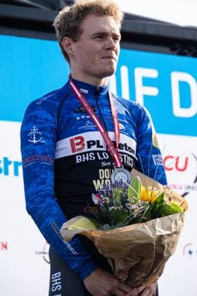 June 27, 2025, Aalborg, The North Jutland Region, Denmark: Silver medalist Niklas Larsen of BHS-PL Beton Bornholm is seen on the podium during the medal ceremony after the Men s Elite Individual Time Trial at the Danish Championships. When DM Week returns to Aalborg from 23-29 June 2025, there will be more sports than ever before, new disciplines on the program and an entire city in motion. During an intense week, some of Denmark s most talented athletes will compete for DM gold in over 120 disciplines - from classics like cycling and swimming to high diving from the Limfjord Bridge, dance, speedway and 3x3 basketball. This will be the fourth time DM Week has been held, and the third time Aalborg has hosted it. Aalborg Denmark - ZUMAs197 20250627_aaa_s197_123 Copyright: xKristianxTuxenxLadegaardxBergx