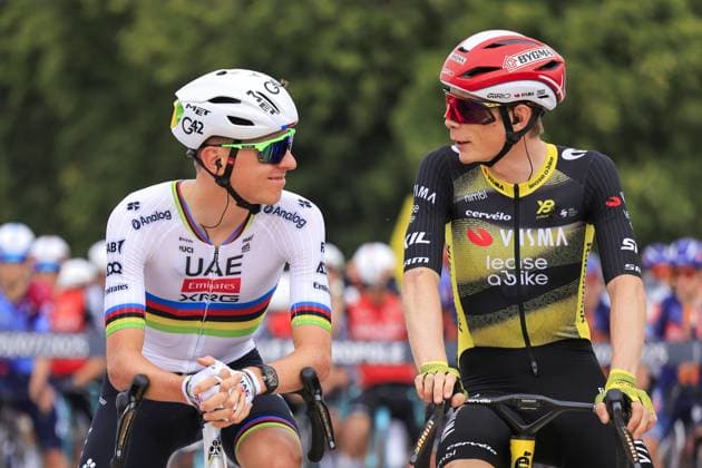 Tadej POGACAR, UAE Team Emirates - XRG, Jonas VINGEGAARD, Team Visma Lease a Bike, during the Tour de France 2025, UCI WorldTour cycling event, Stage 1, Lille Metropole - Lille Metropole (184,9 Km) on 5 July 2025 in Lille, France during Tour de France 2025 - Stage 1, Tour De France race in France, France, July 05 2025 Copyright: xStefanoxCavasino IPAxSportx xipa-agency.netx xx IPA_59968300 IPA_Agency_IPA59968300