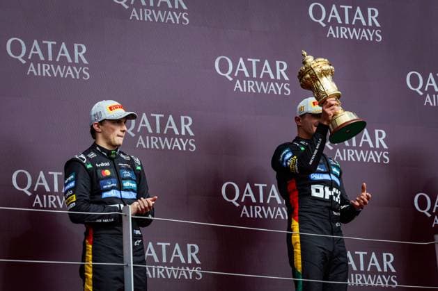 F1 - BRITISH GRAND PRIX 2025 Podium: NORRIS Lando (gbr), McLaren F1 Team MCL39, PIASTRI Oscar (aus), McLaren F1 Team MCL39, portrait during the Formula 1 Qatar Airways British Grand Prix 2025, 12th round of the 2025 FIA Formula One World Championship, WM, Weltmeisterschaft from July 4 to 6, 2025 on the Silverstone Circuit, in Silverstone, United Kingdom - SilverstoneUnited Kingdom Copyright: xFLORENTxGOODENx