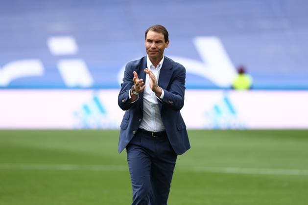 April 30, 2022, MADRID, MADRID, SPAIN: Rafael Nadal, tennis player of Spain, is seen during the spanish league, La Liga Santander, football match played between Real Madrid and RCD Espanyol at Santiago Bernabeu stadium on April 30, 2022. Copyright: xOscarxJ.xBarrosox