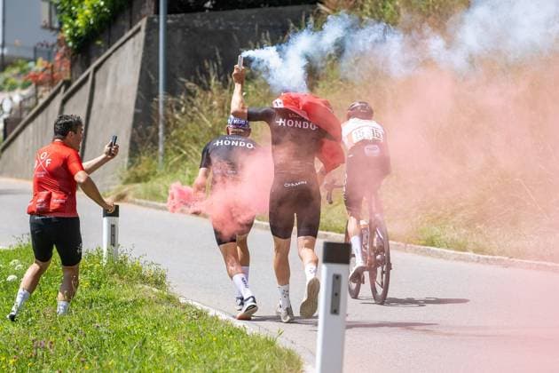13 07 2025, Feldkirch, AUT, Tour of Austria 2025, Stage 5 from Feldkirch to Feldkirch 147,8 km , in the picture stage winner Bob Jungels LUX, INEOS GRENADIERS Stage winner Bob Jungels LUX, INEOS GRENADIERS during the stage 5 from Feldkirch to Feldkirch 147,8 km of the Tour of Austria Feldkirch, Austria on 2025 07 13 Expa Feldkirch EP_gro
