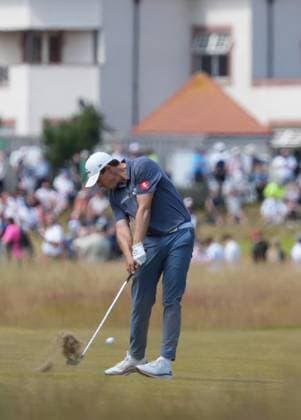 Matt Fitzpatrick (ENG) on the 1st hole during the 4th Round of the Genesis Scottish Open Golf Championship. Genesis Scottish Open, Day 4, Golf, Renaissance Club, North Berwick, Scotland, UK - 13 Jul 2025North Berwick Scotland United Kingdom EDITORIAL USE ONLY No use with unauthorised audio, video, data, fixture lists, club league logos or live services. Online in-match use limited to 120 images, no video emulation. No use in betting, games or single club league player publications. Copyright: xStuartxWallace Shutterstockx 15393030b