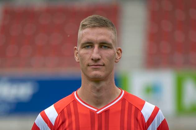 Pascal Schmedemann HFC, 24 , Hallescher FC, Team, Team Photo, Portraits, Player Photo, Soccer, RL Nordost, Season 2025 26, 17 07 2025 Halle Leuna Chemie Stadion ST Germany
