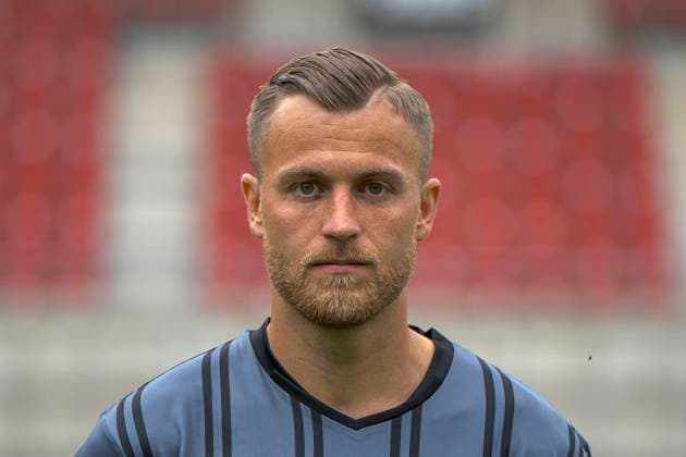 Goalkeeper Sven Mueller HFC, 1 , Hallescher FC, Team, Team Photo, Portraits, Player Photo, Soccer, RL Nordost, Season 2025 26, 17 07 2025 Halle Leuna Chemie Stadion ST Germany