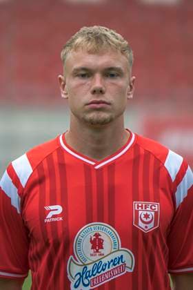 Kilian Zaruba HFC, 4 , Hallescher FC, Team, Team Photo, Portraits, Player Photo, Soccer, RL Nordost, Season 2025 26, 17 07 2025 Halle Leuna Chemie Stadion ST Germany