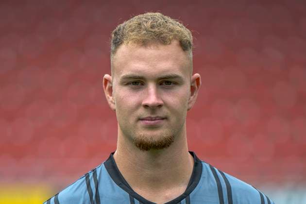 Goalkeeper Luca Bendel 8HFC, 30 , Hallescher FC, Team, Team Photo, Portraits, Player Photo, Soccer, RL Nordost, Season 2025 26, 17 07 2025 Halle Leuna Chemie Stadion ST Germany