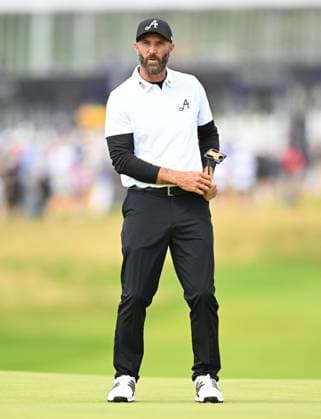 Dustin Johnson celebrates holing a putt on the 1st green for a birdie The Open Championship, Day Three, Golf, Royal Portrush Golf Club, Portrush, Northern Ireland, UK - 19 Jul 2025 EDITORIAL USE ONLY No use with unauthorised audio, video, data, fixture lists, club league logos or live services. Online in-match use limited to 120 images, no video emulation. No use in betting, games or single club league player publications. Copyright: xGreigxCowie Shutterstockx 15403239j