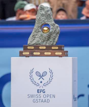 July 20, 2025, Gstaad, Bern, Switzerland: Gstaad Switzerland, 07 20 2025: Presentation of the tournament winner s trophy at the awards ceremony during final of EFG Swiss Open Gstaad ATP, Tennis Herren 250,Tennis Herren 250 and took place at Roy Emerson Arena in Gstaad, which is located in the famous ski resort of Gstaad and which is located in the Bernese Oberland. ALEXANDER BUBLIK won 6-4, 4-6, 6-3. Gstaad Switzerland - ZUMAd206 20250720_zip_d206_052 Copyright: xEricxDubostx