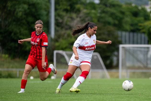 Laureta Temaj VfB Stuttgart, 05 on the ball, GER, VfB Stuttgart vs FC Heidenheim, Football Womens Test Match, Season 2025 2026, 20 07 2025 GER, VfB Stuttgart vs FC Heidenheim, Football Womens Test Match, Season 2025 2026, 20 07 2025 Bad Cannstatt Copyright: xEibner-Pressefoto Memmlerx EP_MMR