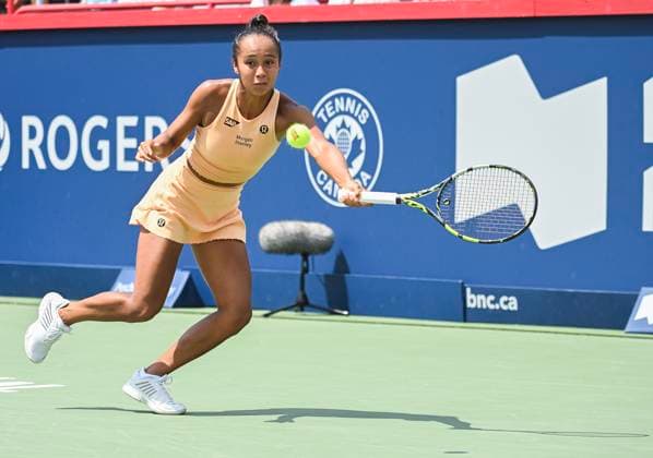 July 29, 2025, Montreal, Pq, Canada: Leylah Fernandez, of Canada, plays a shot to Maya Joint, of Australia, during their first round match at the National Bank Open tennis tournament in Montreal, Tuesday, July 29, 2025. Leylah Fernandez, Maya Joint, - ZUMAc35_ 20250729_zaf_c35_037 Copyright: xGrahamxHughesx